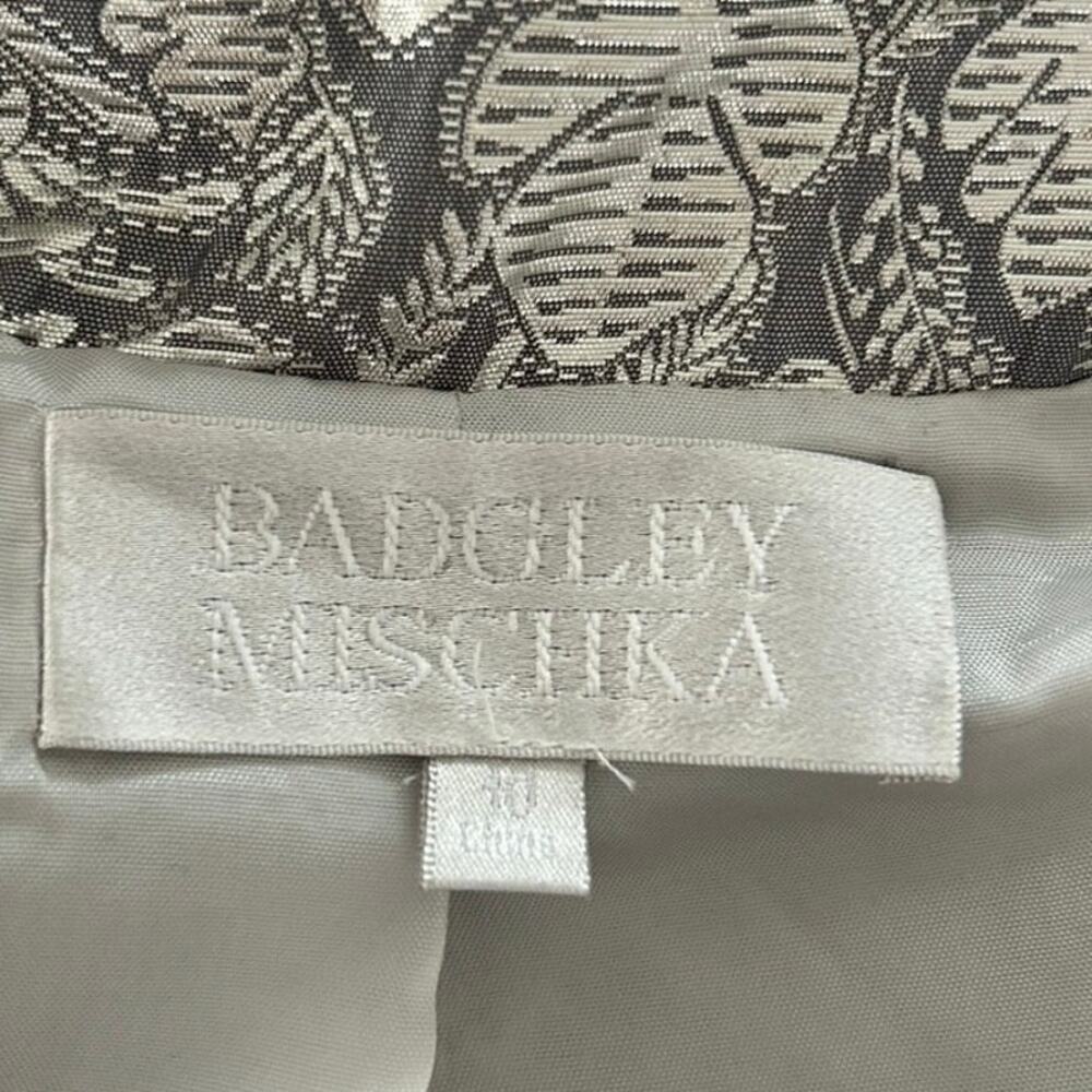 Badgley Mischka Metallic Floral Brocade Cropped Jacket Bell Sleeve Evening - Picture 4 of 7